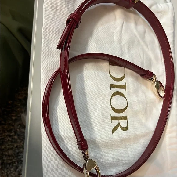 Dior | Accessories | Dior Burgundy Glossy Leather Strap  display picture 1